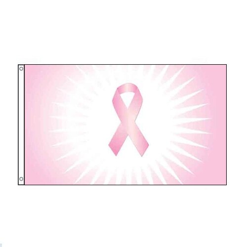 Pink ribbon awareness flag
