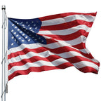 Nylon American Flag - Beacon® waving on a flagpole, showing vibrant red, white, and blue colors with stars and stripes in motion.