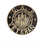 Plastic US Veteran Grave Marker featuring the Grand Army of the Republic emblem with soldiers and dates 1861-1865.