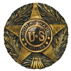 Plastic US Veteran Grave Marker featuring a bronze-colored World War I emblem with a five-point star and laurel wreath design.