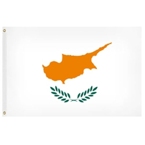 Cyprus flag with map and laurel