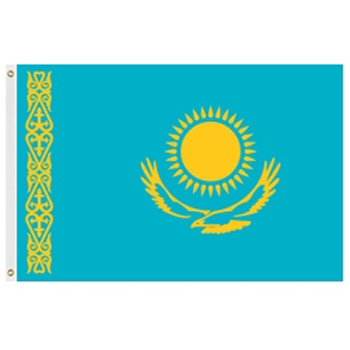 Kazakhstan flag with sun and eagle