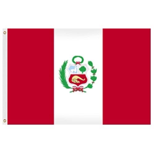Peruvian national flag with coat of