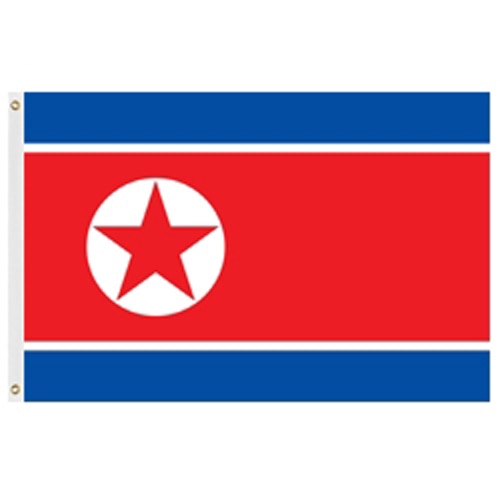 North Korea flag with red blue desi