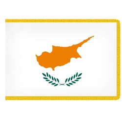 flag of Cyprus with laurel leaves