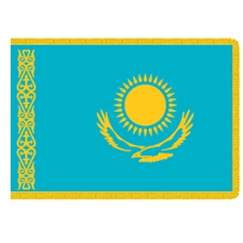 Kazakhstan flag with sun and eagle
