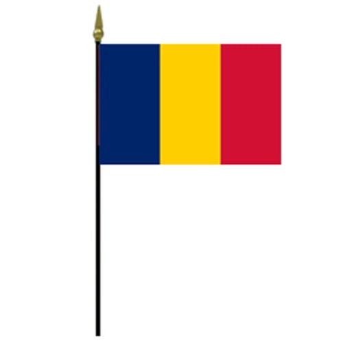 Romanian flag on a flagpole