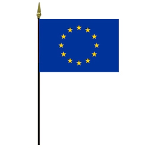 EU flag on a black pole