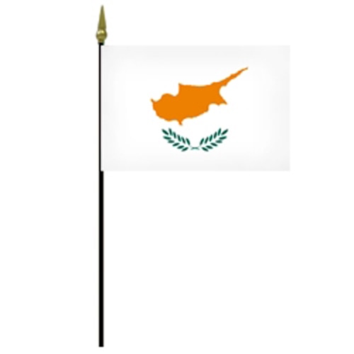 Cyprus flag on a black pole