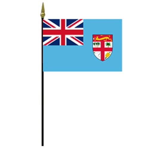 Fiji national flag on a pole