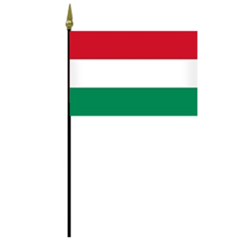 Hungarian flag on black pole