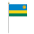 Rwanda national flag on a pole