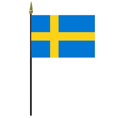 Swedish flag on a black pole