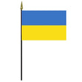 Ukraine flag on a black pole