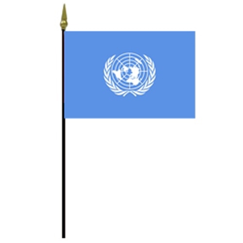 UN flag with spearheaded pole
