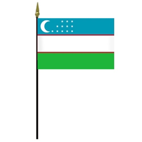 Uzbekistan national flag on pole