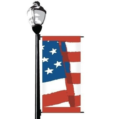 lamp post with American flag