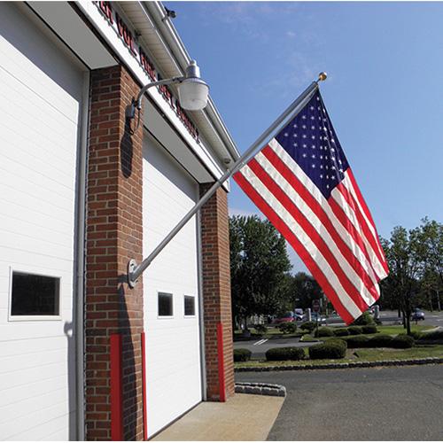 American flag on brick building