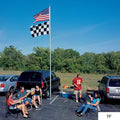 flag pole with flag and friends