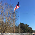 American flag flying in sunny sky
