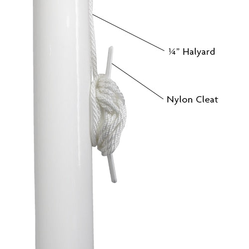 nylon cleat with halyard setup