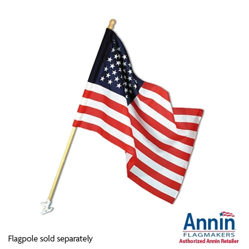 American flag on wooden pole