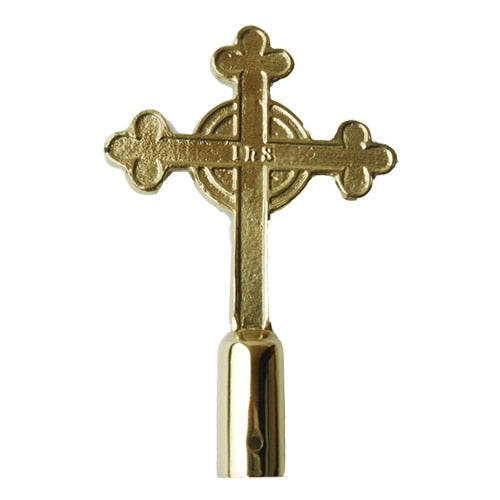 gold cross with initials IHS