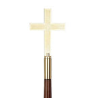 gold cross on wooden handle
