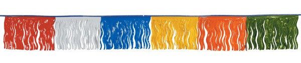 Colored Streamers - Wav-Cut hanging decoration featuring wavy-cut fringes in red, white, blue, yellow, orange, and green colors.