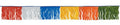 Colored Streamers - Wav-Cut hanging decoration featuring wavy-cut fringes in red, white, blue, yellow, orange, and green colors.