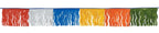 Colored Streamers - Wav-Cut hanging decoration featuring wavy-cut fringes in red, white, blue, yellow, orange, and green colors.