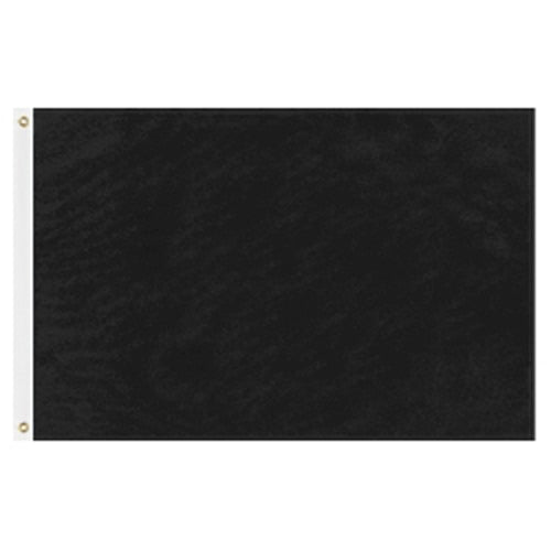 Black solid flag made from durable nylon fabric with reinforced white canvas header and brass grommets, Solid Colored Flags - Premier Nylon.