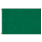 Solid colored green flag made from durable nylon material with reinforced edges and grommets for easy hanging, part of Solid Colored Flags - Premier Nylon.