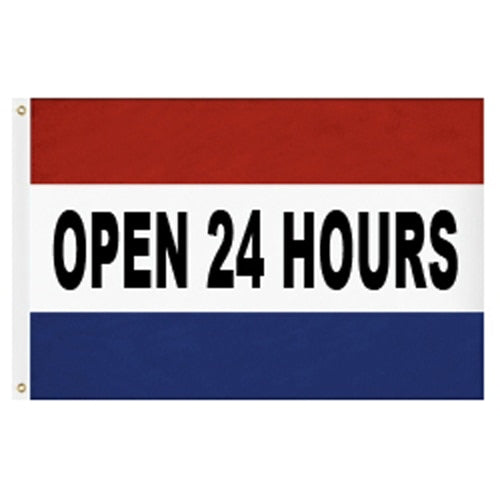 Open 24 hours sign flag