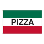 flag with pizza in middle stripes