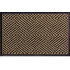 Waterhog Eco Premier Mats in khaki color with a textured geometric pattern and black border for indoor or outdoor use.