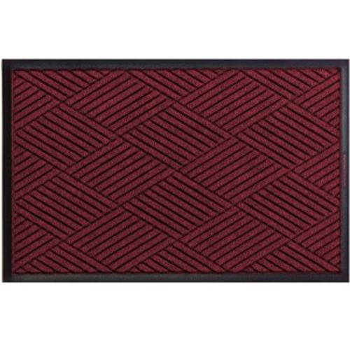 Waterhog Eco Premier Mats in deep red with a textured geometric pattern and durable black border for entryway use.