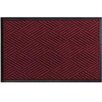 Waterhog Eco Premier Mats in deep red featuring a textured geometric pattern with a black border for indoor or outdoor use.