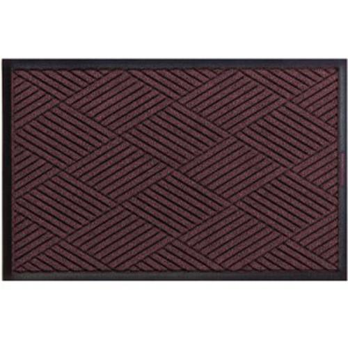 Waterhog Eco Premier Mats in maroon with a textured geometric pattern and black border for entrance durability and dirt trapping.