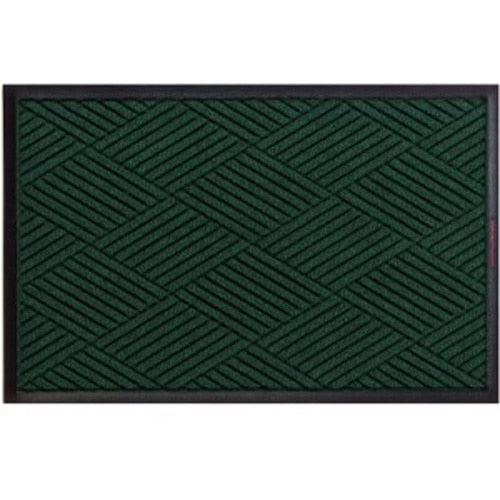 Dark green entrance mat with textured diagonal stripes pattern and black border, showcasing Waterhog Eco Premier Mats design.