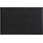 Black textured entrance mat with geometric ribbed diamond pattern designed for durability and dirt removal, Waterhog Eco Premier Mats.
