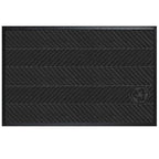 Black entrance mat with textured diagonal stripes and a subtle anchor logo in the corner, designed as Waterhog Eco Elite Mats.