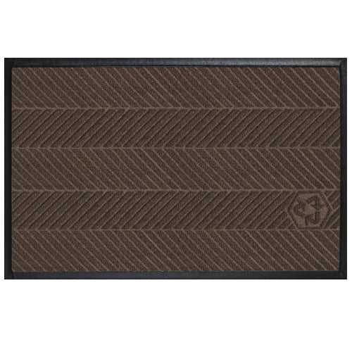 Waterhog Eco Elite Mats in brown with textured chevron pattern and black border designed for durable entrance floor protection.