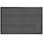 Waterhog Eco Elite Mats in dark gray featuring a textured chevron pattern with a durable black border for high-traffic areas.