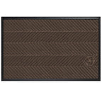 Waterhog Eco Elite Mats featuring a brown textured surface with a chevron pattern and a black border for enhanced durability.
