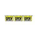 three open signs yellow background