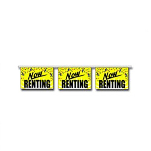 now renting signs yellow background