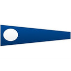A blue triangular Nautical Signal Flags pennant with a white circle near the hoist end, representing maritime communication.