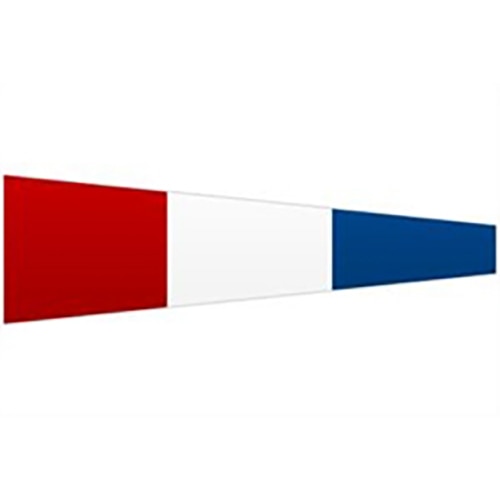 Nautical Signal Flags flag featuring three vertical sections colored red, white, and blue in a tapered rectangular shape.