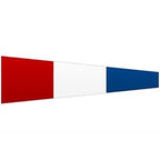 Nautical Signal Flags flag featuring three vertical sections colored red, white, and blue in a tapered rectangular shape.